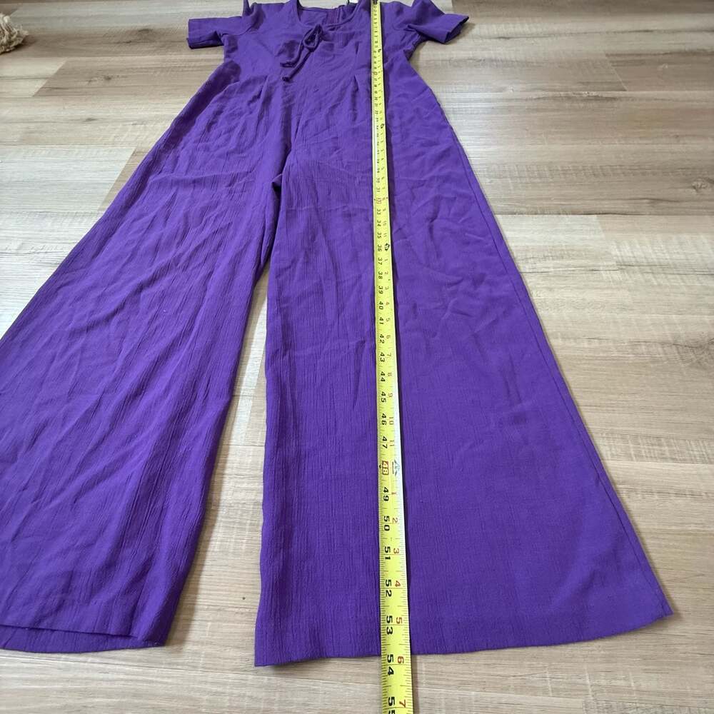Vintage M Collection Purple Short Sleeve Wide Leg Jumpsuit Size M - Picture 2 of 9